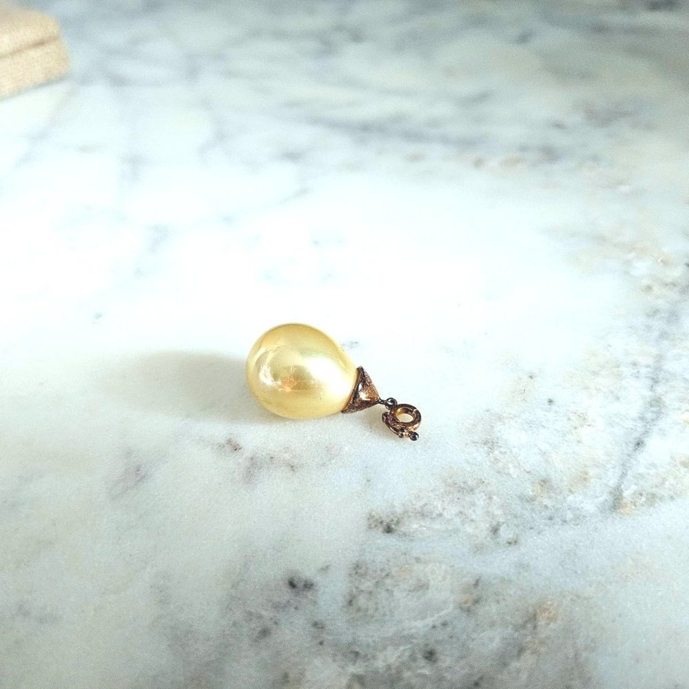 Simulated Pearl Pendant with Gold over 925 Silver Setting